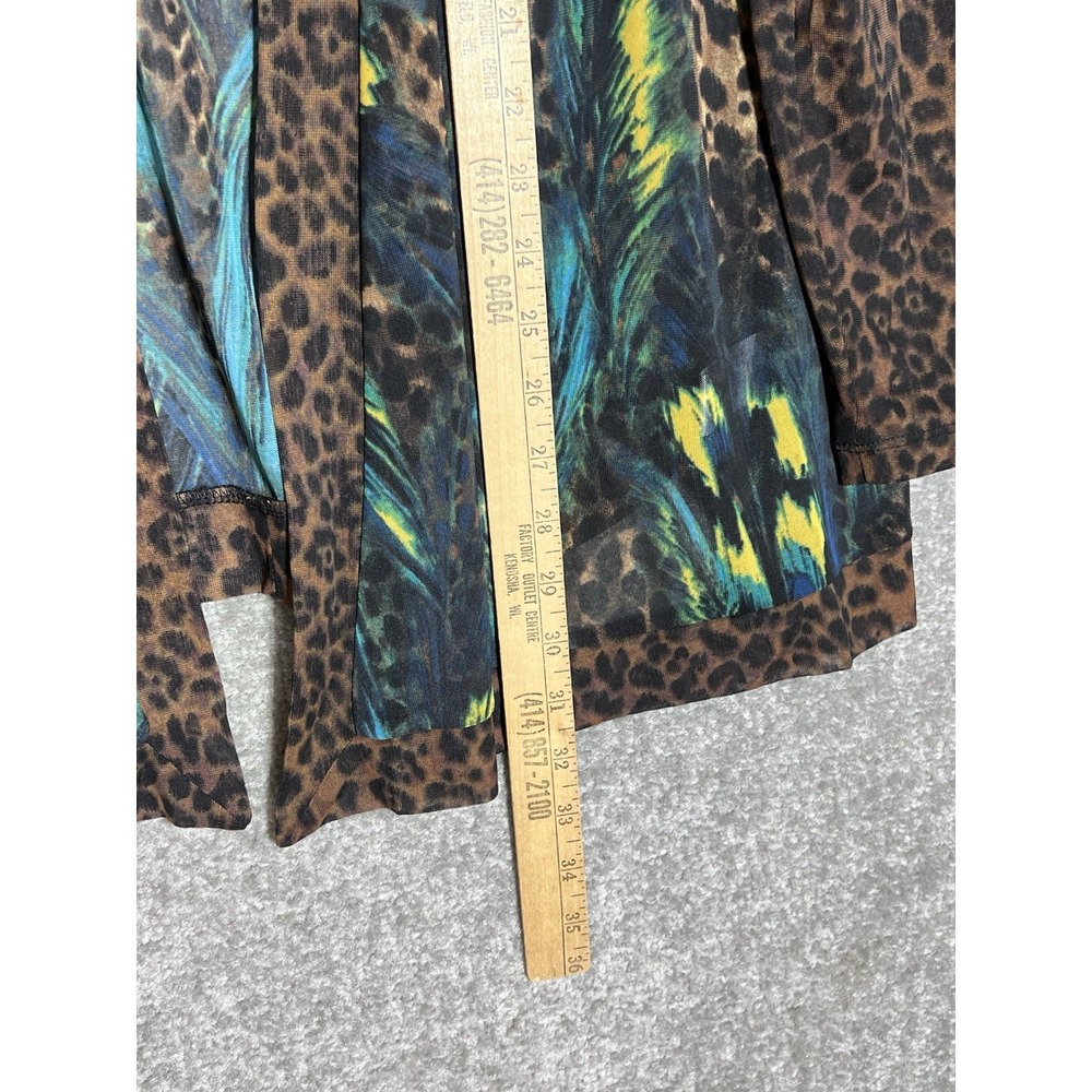 Susan Graver Sheer Mesh Peacock Animal Print Open Cardigan Top Womens Size Large - Picture 6 of 6